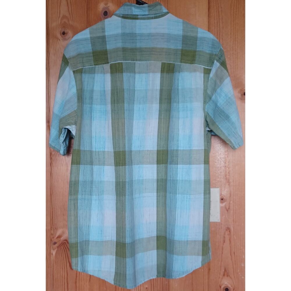 Wolverine Men's Size Medium 100% Cotton Button Down Shirt Blue Green Plaid - Picture 4 of 6